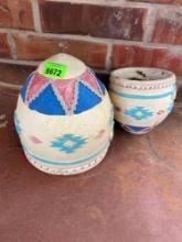 Aztec planters and a plant stand