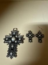 Cross pendant/ no chain, earring
