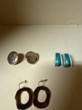 3 pairs of pierced earrings