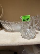 Mikasa oval crystal and small glass pitcher