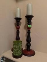 candles and candle holder
