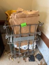 Wire basket, dustpan, Walmart, bag, bags, and paper, trash bags