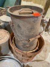 Vintage Galvanized can and basket