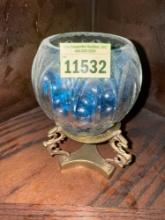 Glass bowl with gems on stand