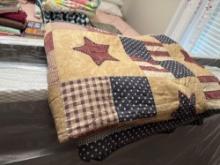 Large hand sewn quilt Stars and Stripes