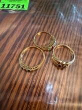3 Mother's rings size 9 and 8 yellowtone