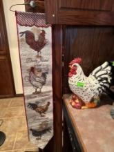 Chicken cookie jar and chicken wall hanging