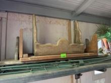 wooden bench and yard tools
