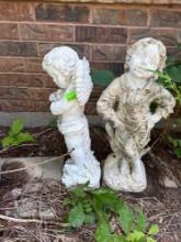 Angel and boy yard decor