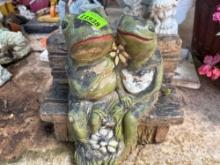 Frogs on a bench yard decor