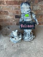 girl and frog outdoor decor