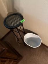 trash can and side table