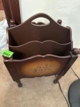 Magazine stand waste basket, and telephone