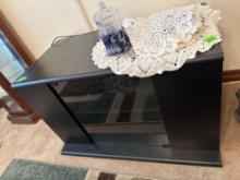 TV stand cabinet, Sharp clock, 18 x 35 inches, 21 inches height, items on cabinet are not included