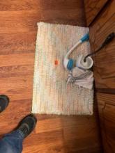 Bath rug, toilet brush and scrubber