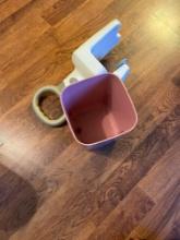 Bath tub safety handle and trash can