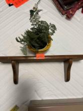 Wall shelf and artifical plant