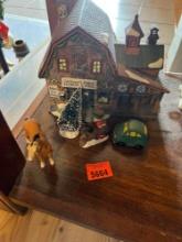 Christmas horse barn with figurines