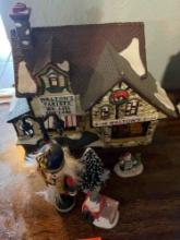 Christmas five and dime village piece with other items