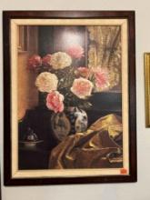 Wall art (vase with flowers) in frame - large picture Measurements in photo