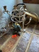 Small plant holder, Brass candle holder, tea light holder, surge protectors and other items