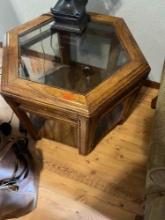Heavy end table with glass top