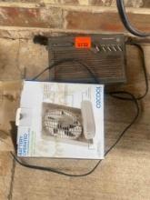 Battery powered fan, digital alarm clock.radio,