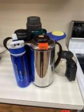 Thermos, coffee pots, pitcher, water jug