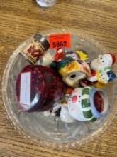 Misc Christmasitems and decorative bowl
