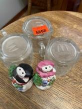 Vintage McDonalds glasses, Christmas salt/pepper shakers