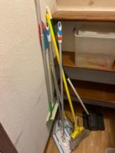 Broom, dust pan, mop and other items