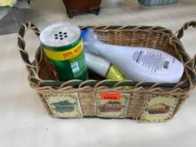 Basket with cleaning supplies