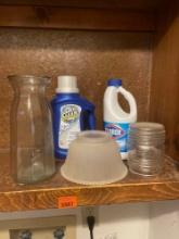 Vase, cleaning supplies and light globes