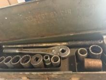 Socket and ratchet, wrench, screws and other items