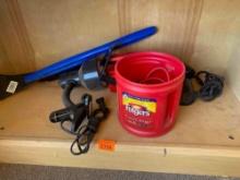 Desk light, window scraper, flash light and other items