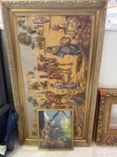 Gold colored framed wall art Measurements in Photo