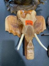 Wooden elephant head