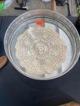 Doily and metal tray