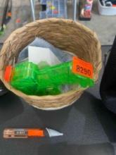 Wicker basket with water gun