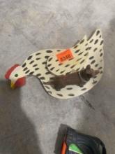 Wooden rooster and dog figurine