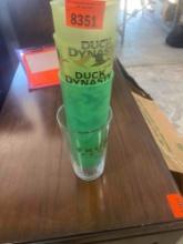 2 Duck dynasty cups, tupperware cup and a glass