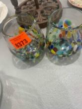 2 stained glass cups