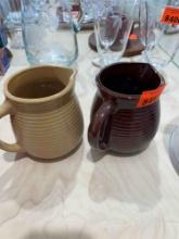 2 Pottery cream pitchers