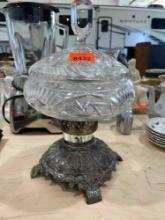 Crystal and metal candy jar with lid