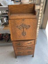 Petite tiger oak drop front desk
