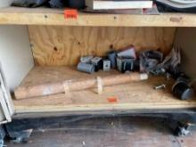 Items on shelf, poster, bolts, filter and more
