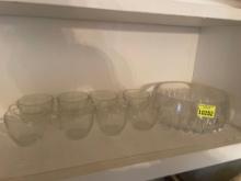 mini clear glass coffee cups; crystal glass bowl