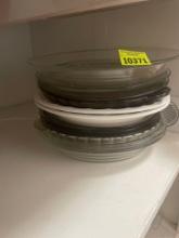 various glass pie pans