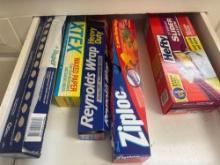 ziplock bags; aluminum foil; wax paper; parchment paper