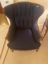 blue wingback chair